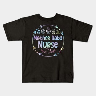 Mother Baby Nurse cute floral watercolor Kids T-Shirt